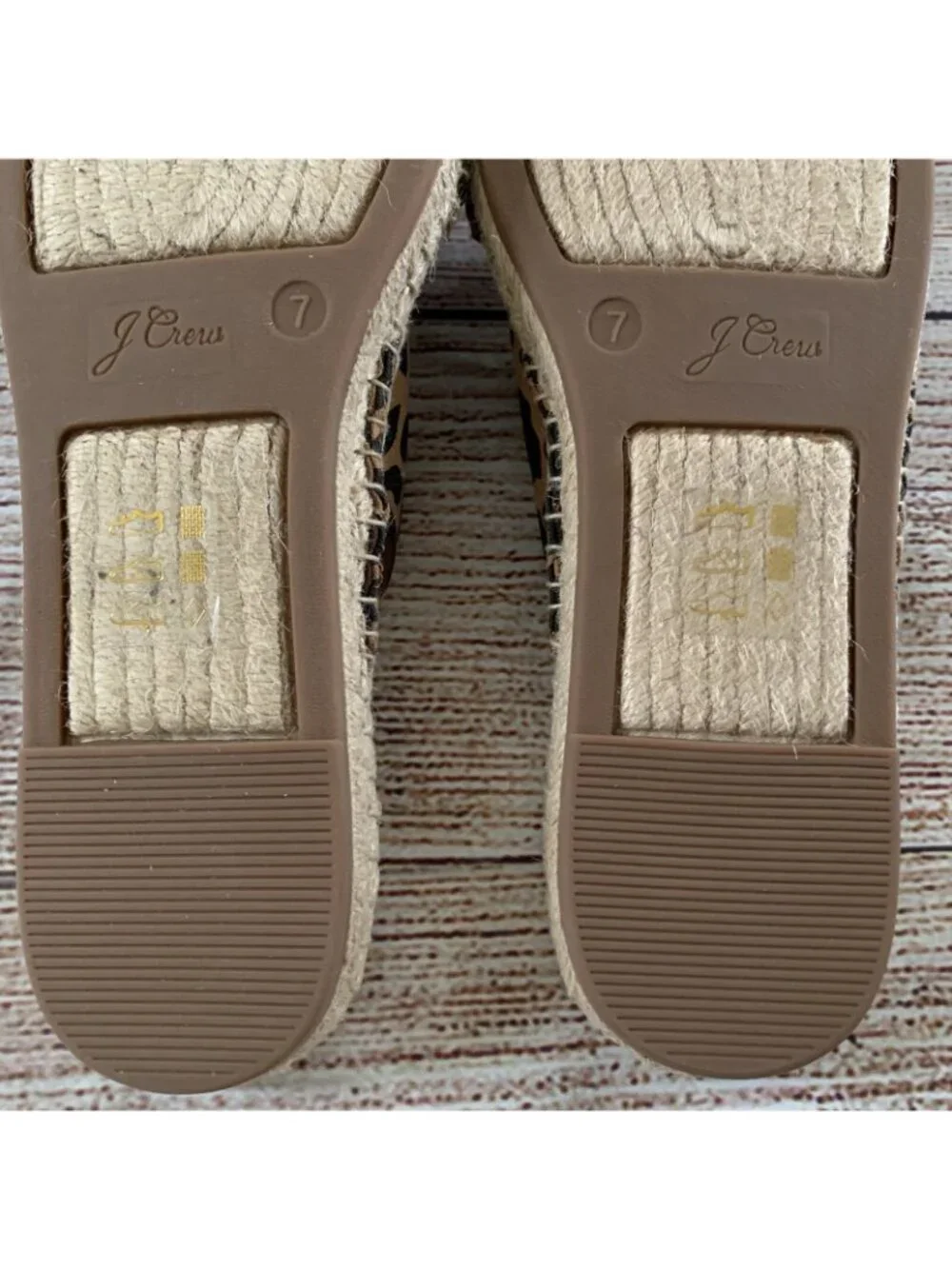 J. Crew Brown Leopard Open Toe Twisted Jute Espadrille Sandals